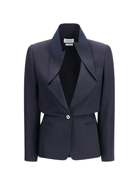 Alexander McQueen collarless wool blazer - Blue - zdjęcie produktu nr 1