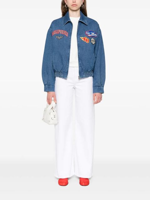 Maje embroidered denim jacket - Blue