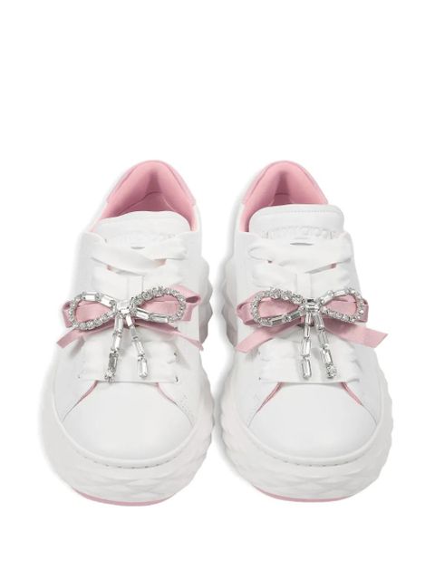 Jimmy Choo Diamond Light Maxi F crystal-bow sneakers - White
