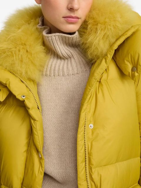 Yves Salomon hoodedlambshearling down coat - Yellow