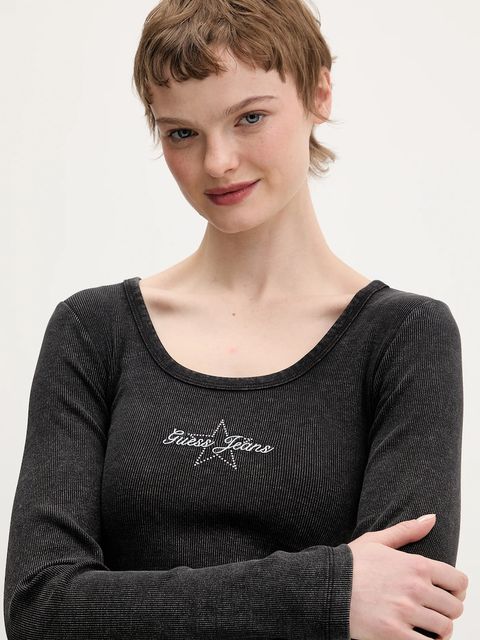 Guess Jeans longsleeve kolor czarny W6RP24 KA0H1