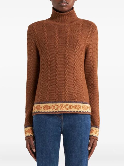 ETRO cable-knit patterned sweater - Brown - zdjęcie produktu nr 2