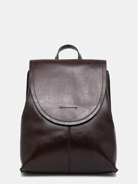 Answear.LAB plecak skórzany damski kolor bordowy mały gładki - zdjęcie produktu nr 1