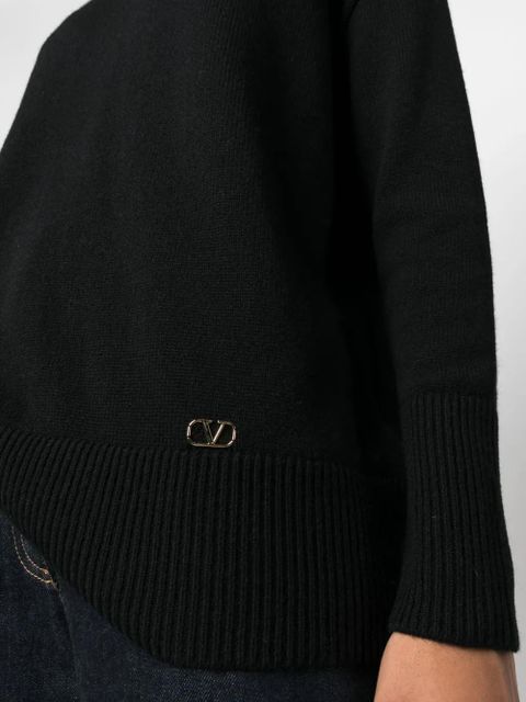 Valentino Garavani VLogo-plaque cashmere sweater - Black
