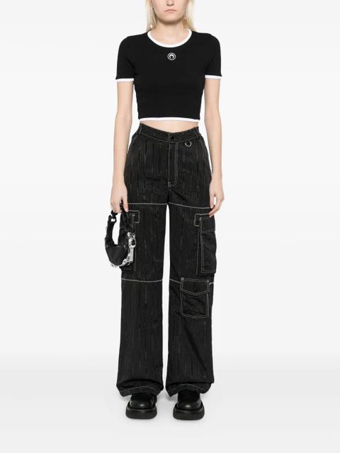 Marine Serre logo ringer top - Black - zdjęcie produktu nr 2