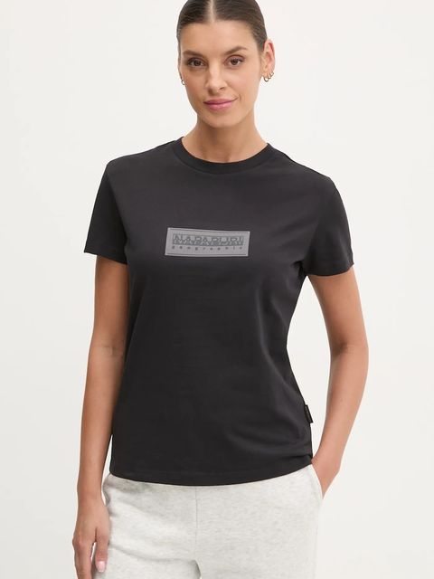 Napapijri t-shirt bawełniany S-Box damski kolor czarny NP0A4IP10411 - zdjęcie produktu nr 1