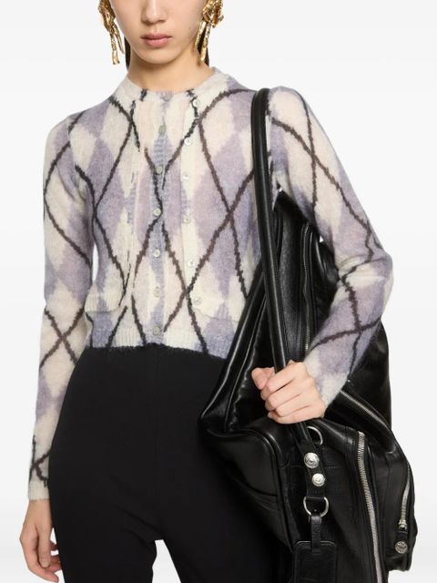 Acne Studios diamond-pattern mohair cardigan - White