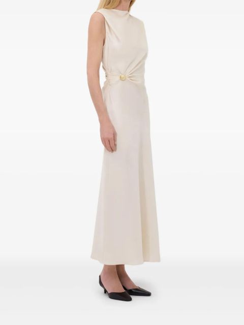 LouLou de Saison Roan gathered-waist sleeveless midi dress - White