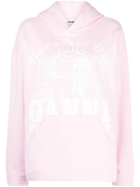 GANNI logo-print organic cotton hoodie - Pink - zdjęcie produktu nr 1