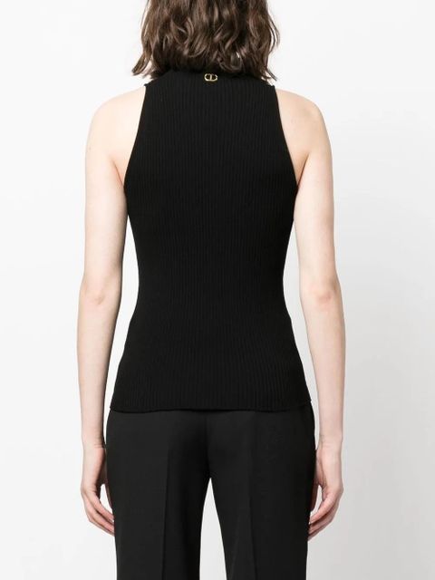 TWINSET mock-neck ribbed top - Black