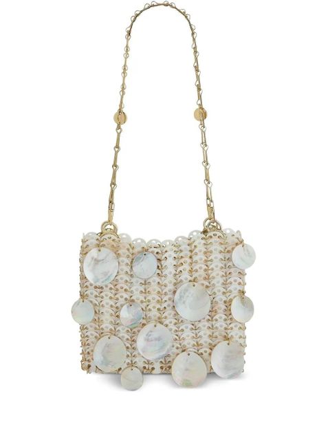 Rabanne 1969 shell-embellished chain mini bag - Neutrals - zdjęcie produktu nr 1
