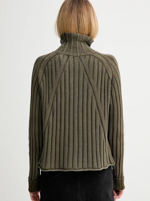 G-Star sweter bawełniany 0 damski kolor zielony z golfem D27172.D630