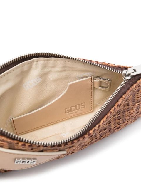 GCDS Comma Notte raffia shoulder bag - Brown