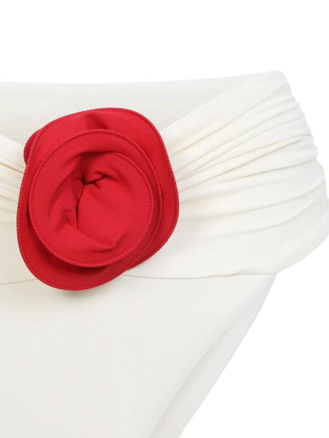 La Reveche Derya floral-appliqué ruched bikini - Neutrals