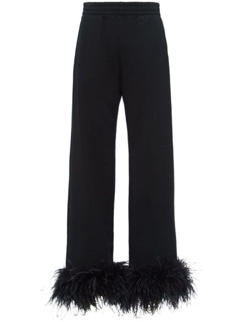 Prada feather-trim fleece track pants - Black - zdjęcie produktu nr 1