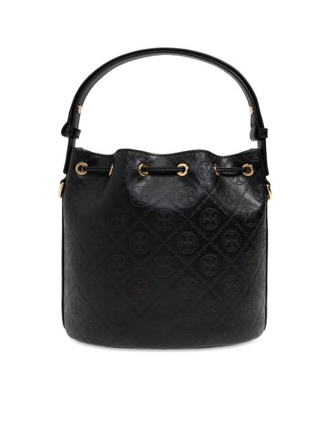 Tory Burch All-over-debossed logo bucket bag - Black