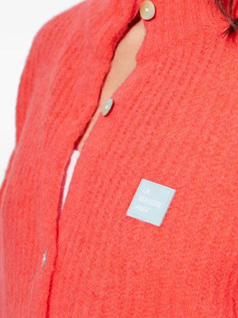 American Vintage buttoned logo-plaque cardigan - Red