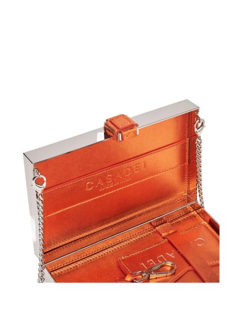 Casadei logo-patch clutch bag - Orange