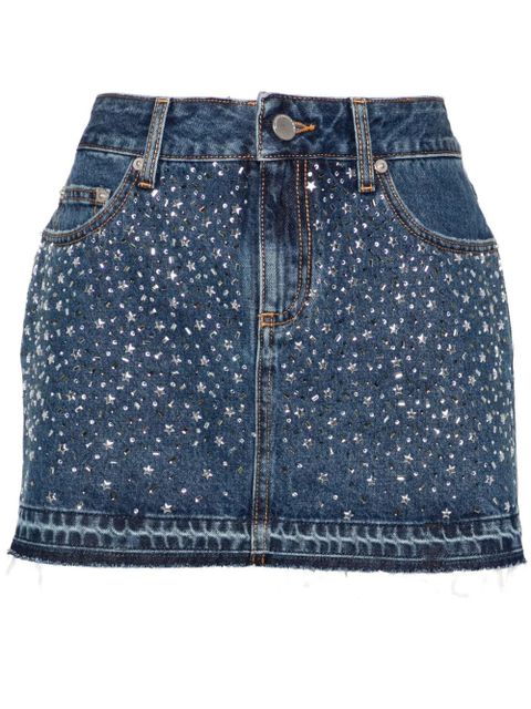 Alessandra Rich stud-embellished denim mini skirt - Blue - zdjęcie produktu nr 1