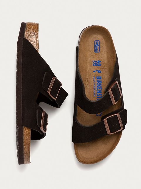Birkenstock klapki zamszowe Arizona damskie kolor brązowy 951313