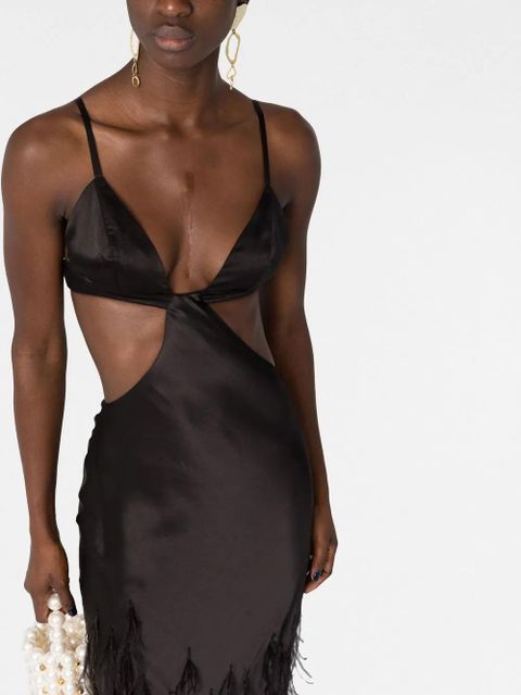 Cult Gaia Raisa feather-embellished gown - Black