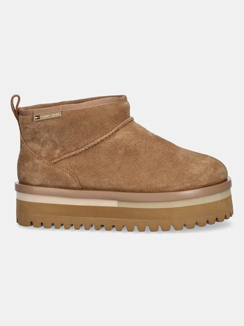 Tommy Jeans śniegowce zamszowe TJW FLATFORM SNOW BOOT SUEDE kolor beżowy EN0EN02841 - zdjęcie produktu nr 2