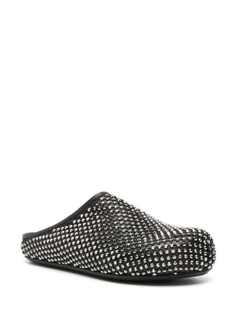 Marni rhinestone-embellished leather slippers - Black