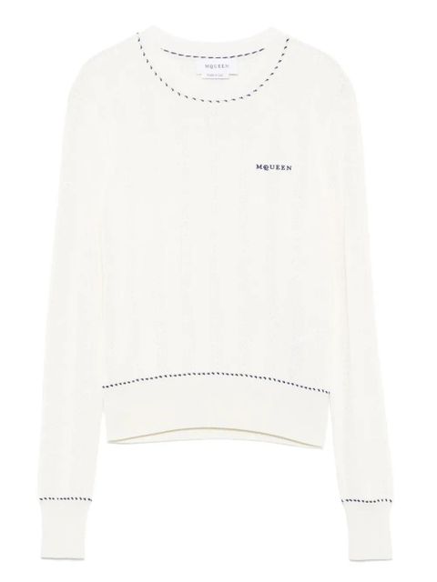 Alexander McQueen logo-embroidered ribbed-knit top - White - zdjęcie produktu nr 1