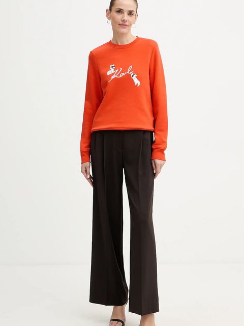 Karl Lagerfeld bluza IKON SIGNATURE damska kolor pomarańczowy z nadrukiem B1W20031 - zdjęcie produktu nr 2