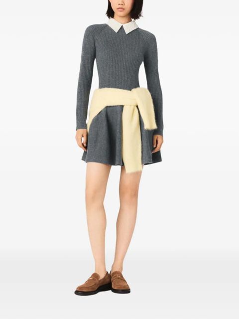 Maje beaded-collar ribbed mini dress - Grey - zdjęcie produktu nr 2