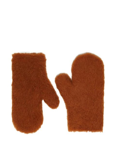 Max Mara furry-texture mittens - Brown