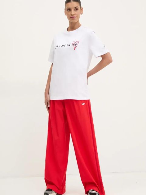 adidas Originals spodnie dresowe WOVEN TP damskie kolor czerwony gładkie JX9205 - zdjęcie produktu nr 2