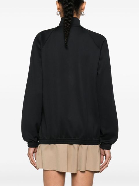 Moncler piped-trim zip-up jersey jacket - Black