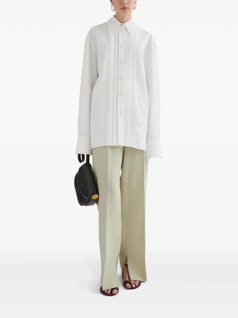 Jil Sander pleated long sleeves shirt - White