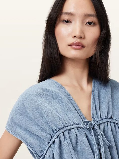 AllSaints bluzka REMY damska kolor niebieski W093PC