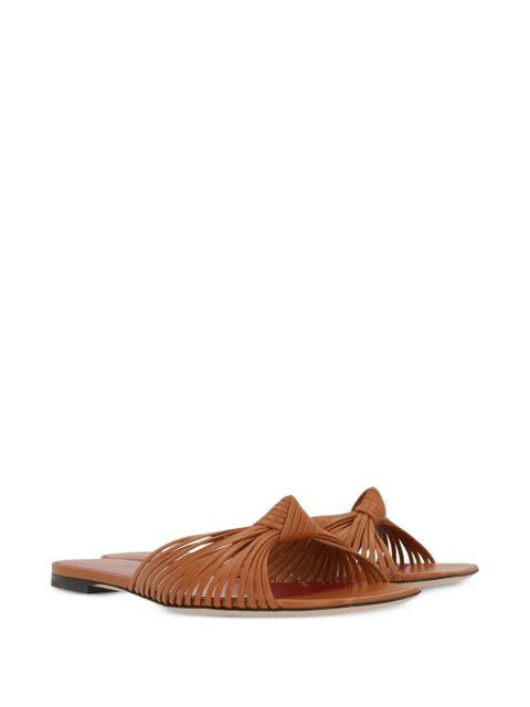 Valentino Garavani knotted leather flat sandals - Neutrals - zdjęcie produktu nr 2
