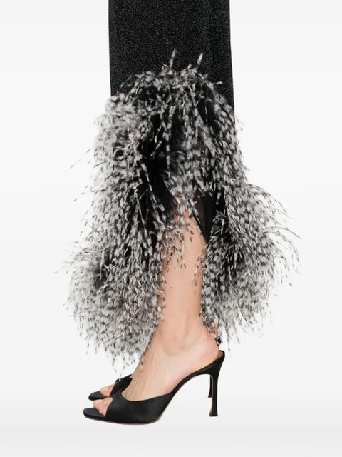 Oséree feather-trim midi dress - Black