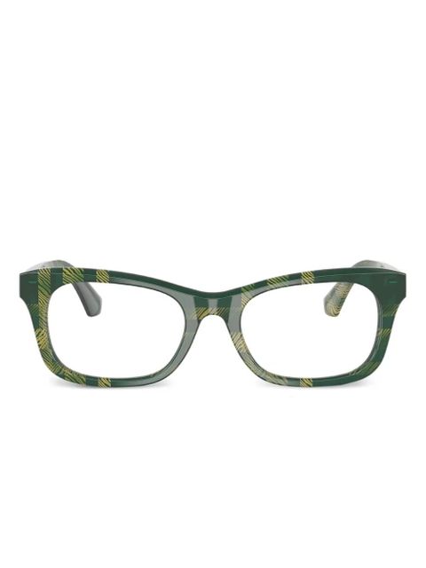 Burberry Eyewear checked square-frame glasses - Green - zdjęcie produktu nr 1