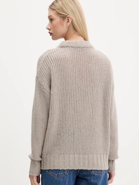 HUGO sweter wełniany damski kolor beżowy 50522553