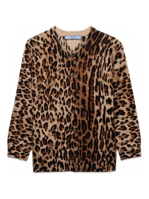 Prada animal-print button-up cardigan - Brown - zdjęcie produktu nr 1