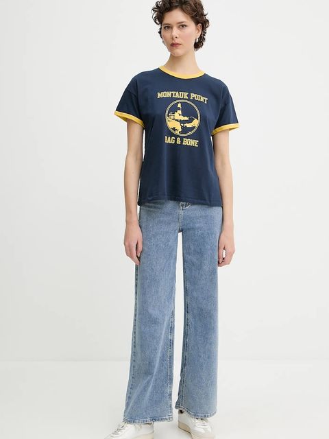 Rag & Bone t-shirt bawełniany damski kolor granatowy WCC25PT023MI24 - zdjęcie produktu nr 2