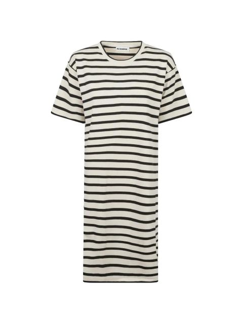 Jil Sander striped short-sleeve midi dress - White - zdjęcie produktu nr 1