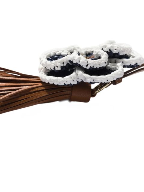 Miu Miu leather and raffia-effect yarn trick - Brown