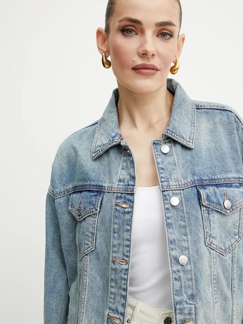 Armani Exchange kurtka jeansowa kolor niebieski przejściowa oversize XW000902 AF10869