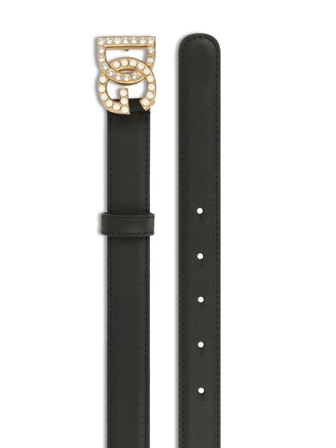 Dolce & Gabbana DG-logo embellished leather belt - Black - zdjęcie produktu nr 2