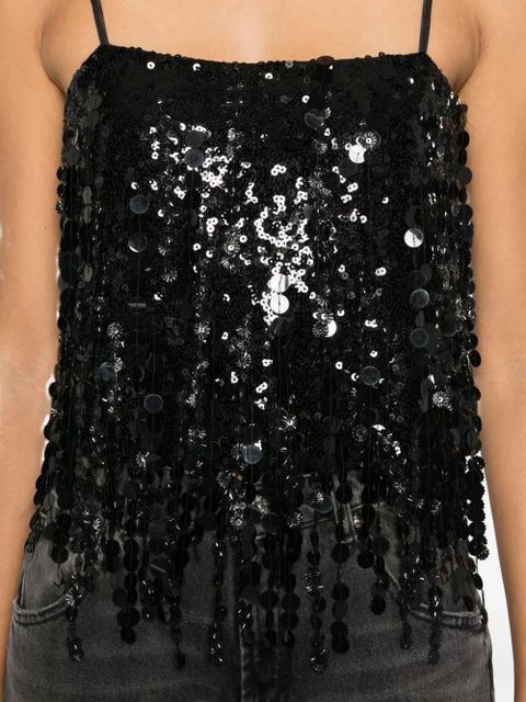 Blumarine sequin fringed top - Black