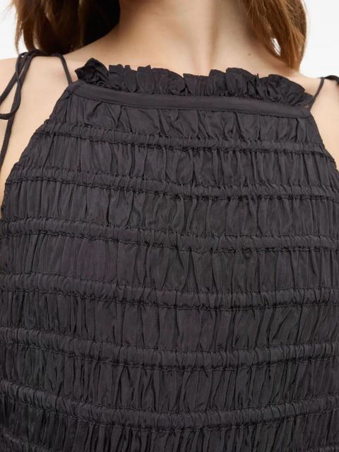 GANNI tie-strap smocked maxi dress - Black