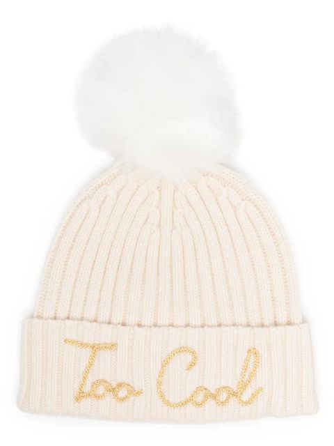 MC2 Saint Barth Too Cool-embroidered ribbed beanie - Neutrals - zdjęcie produktu nr 1