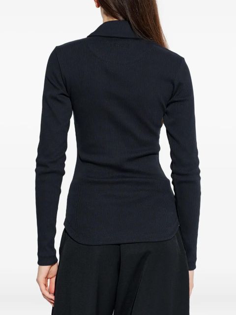 The Attico buttoned collared polo top - Black