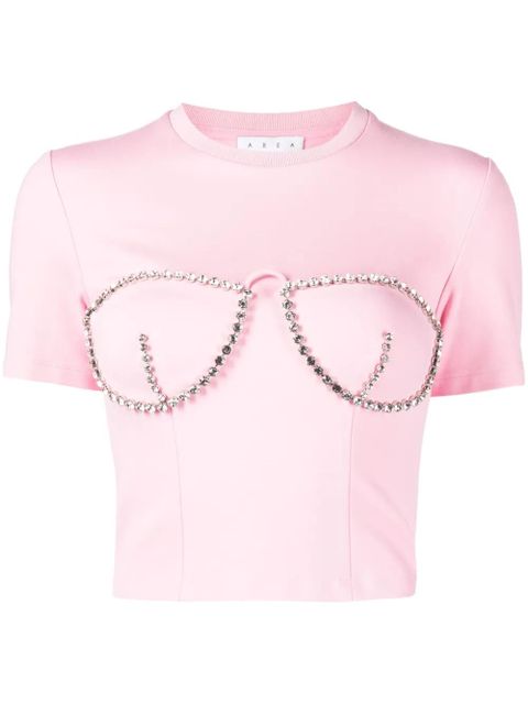 AREA crystal-embellished bustier-cup T-shirt - Pink - zdjęcie produktu nr 1